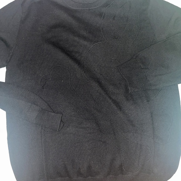 Black Mens Moore Intarsia Merino Wool Sweater - Picture 3 of 4